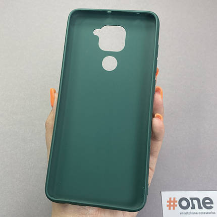 Чохол для Xiaomi Redmi Note 9 однотонний силіконовий чохол на телефон сяомі редмі нот 9 темно-зелений pln, фото 3