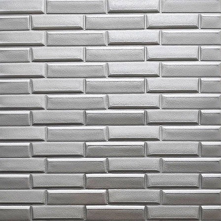 Самоклеюча декоративна 3D панель кладка срібло 770х700х5 мм (034) SW-00000217, фото 2