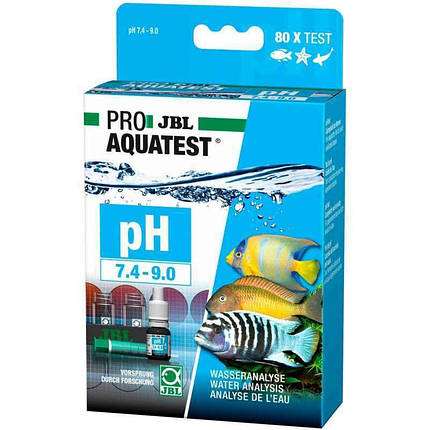 Термін 12.23 JBL ProAquaTest pH 7,4-9,0 для визначення значення pH в ставках і прісноводних/морських акваріумах, фото 1
