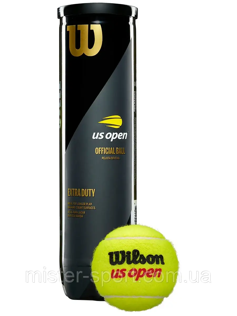 Нові м'ячі Wilson US Open Extra Duty для великого тенісу 4 м'яча в банці