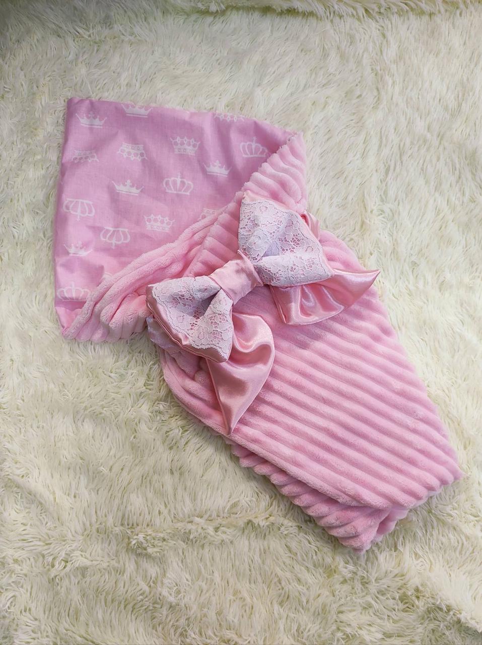 Літній плюшевий конверт ковдра для новонароджених, рожевий, фото 1