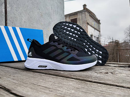 Чоловічі кросівки Adidas Cloudfoam чорні хамелеон рефлектив, фото 1