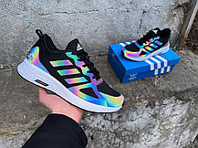 Чоловічі кросівки Adidas Cloudfoam чорні хамелеон рефлектив, фото 5