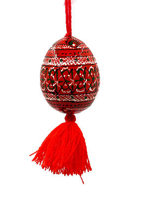 Великодня писанка на китиці розписна помаранчева / Писанка дерев'яна декоративна