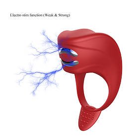 Вібратор  - Silicone Ring Red USB 7 Function + Electro stim