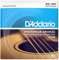 Струни для акустичної гітари D'Addario EJ16 PHOSPHOR BRONZE REGULAR LIGHT (12-53)