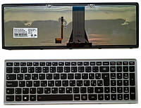 Клавіатура для ноутбука Lenovo IdeaPad Z510 з фреймом, підсвіткою ENG сіра БУ