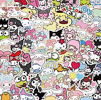 Набор виниловых наклеек из Мультфильмов Hello Kitty My Melody детские стикеры 50 шт