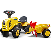 Детский трактор каталка Falk 286C Komatsu с прицепом Желтый с 1 года