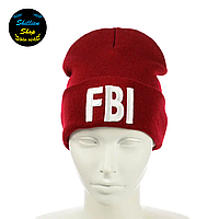 Молодежная шапка бини - ФБР / FBI - Красный