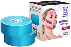 Шовкові кінезіо тейпи FACE TAPE 2,5 см × 10 м, Блакитний