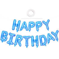 Фольговані кулі лiтери "Happy Birthday". Колір: Блакитний. Розмір: 16" (40 см)