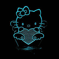 Акриловый 3D светильник-ночник Hello Kitty синий