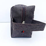 Чоловіча косметичка прямокутної форми коричнева, фото 3