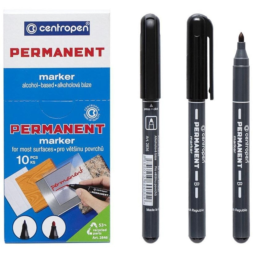 Маркер Centropen 2836 перманентний чорний тонкий 2 мм