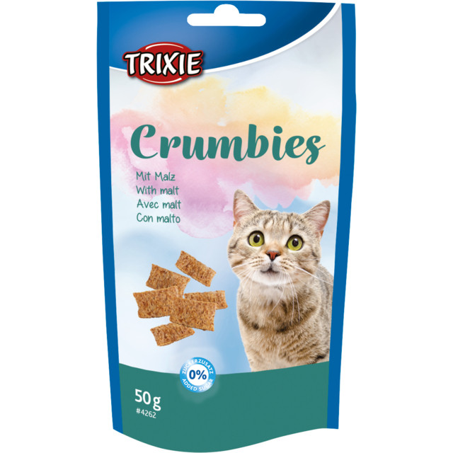 Лакомство для кошек Trixie «Crumbies» 50 г. для выведения шерсти Пищевая добавка для котов - фото 1 - id-p1573433760