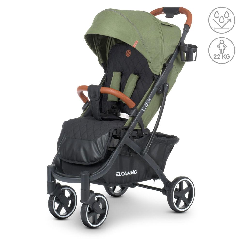 Коляска прогулянкова El Camino LOONA ME 1090-1 Olive Green книжка Навантаження 22кг алюмінієва рама