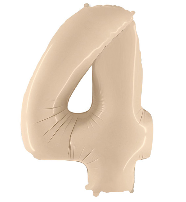 Кулька Цифра "4" (102 см), Іспанія, колір - кремовий (сатин)