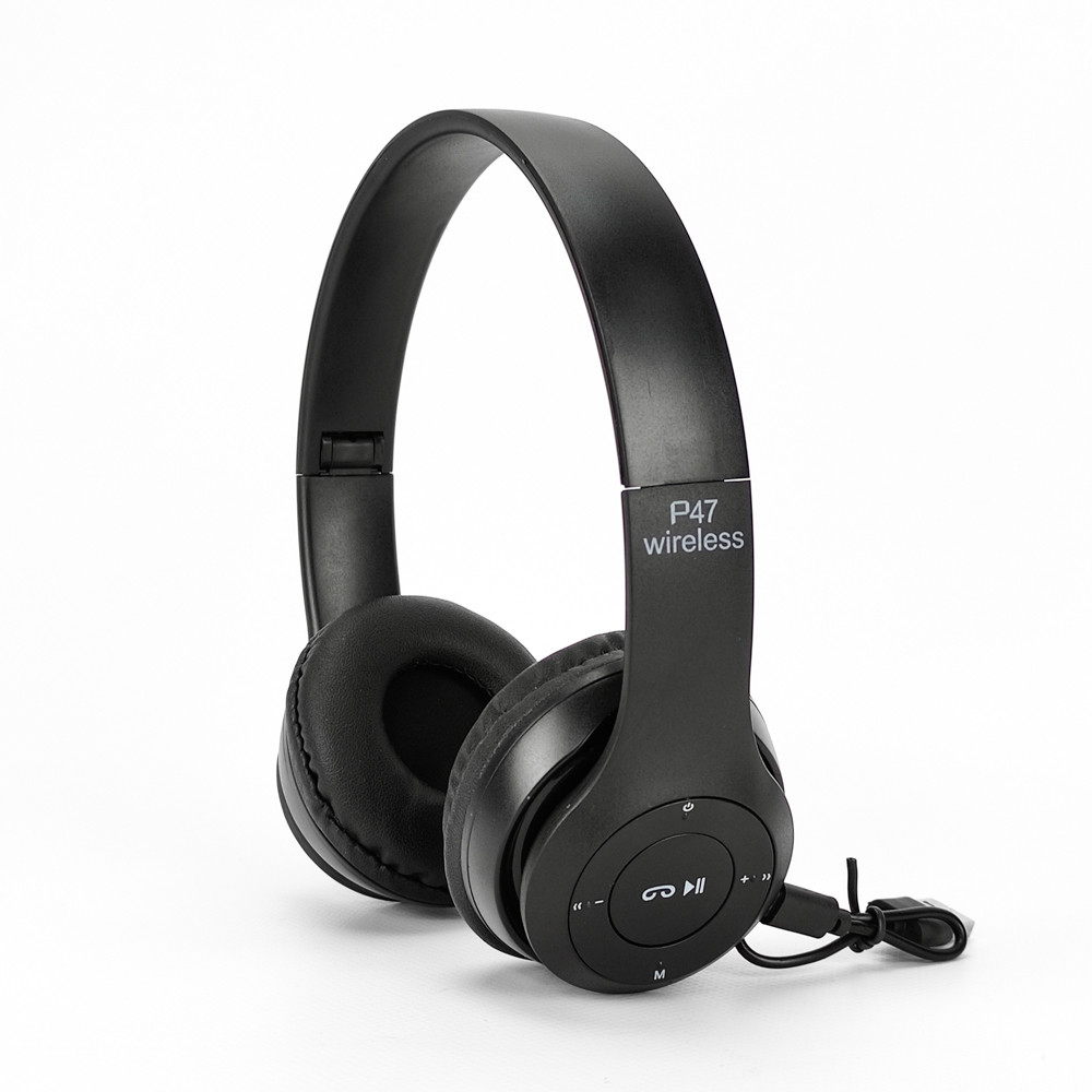 Бездротові Bluetooth навушники P47 4.2+EDR чорні накладні блютуз-навушники — чорні