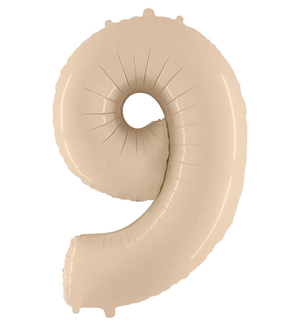 Кулька Цифра "9" (102 см), Іспанія, колір - кремовий (сатин)
