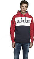 XXL Tango Red JACK JONES Теплая толстовка с принтом для мужчин | Свитер с логотипом Базовый пуловер | Тол