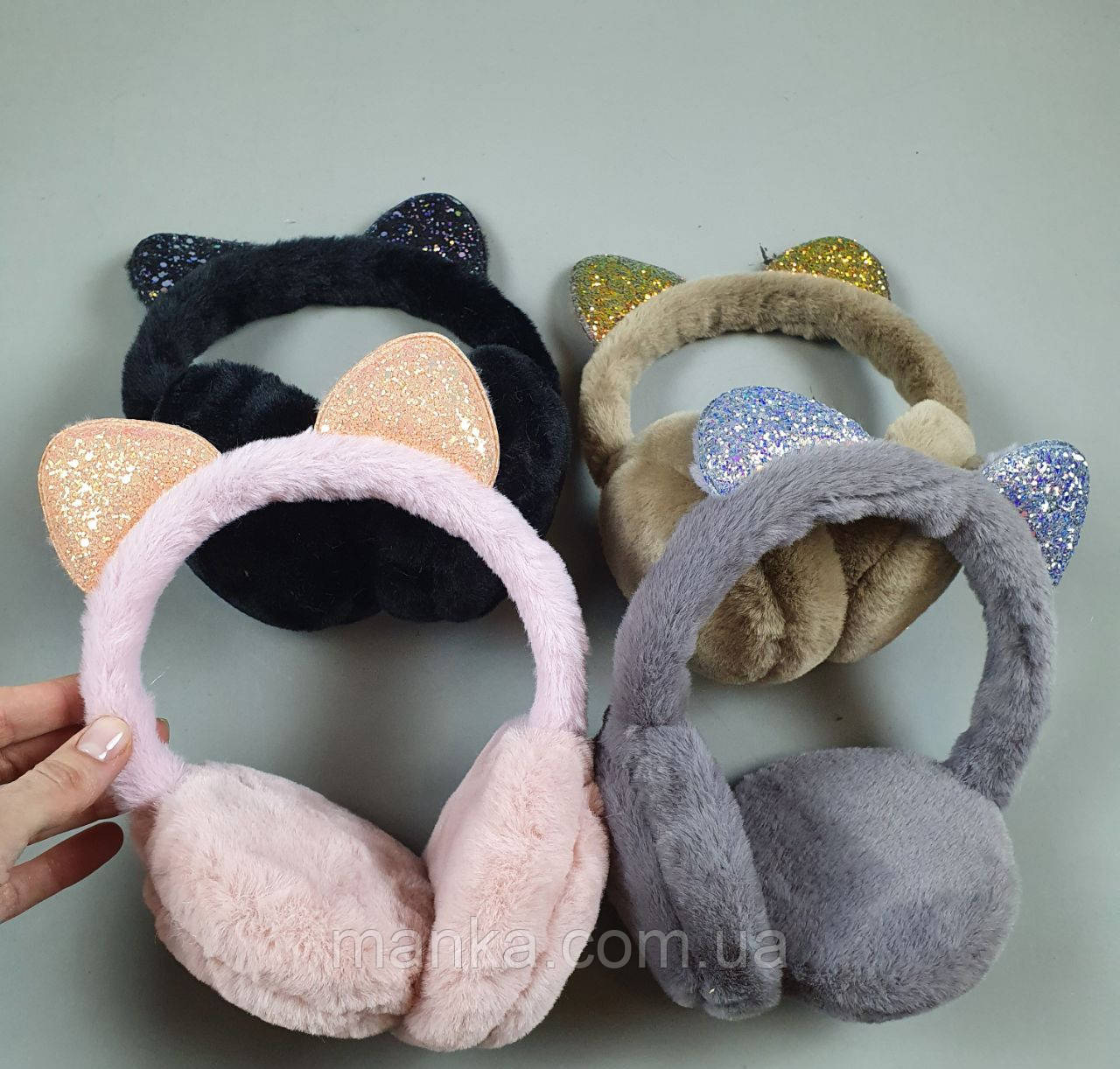 Навушники C 56730 (360) "Блискуча кошеня", 6 кольорів, регулюється розмір, в пакеті, фото 1