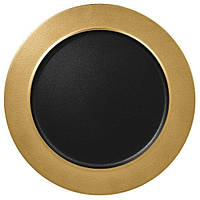 Тарелка плоская с ободком, цвет черный и золотым, 32 см, Metalfusion, RAK Porcelain MFNOFP32GB