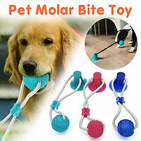 Іграшка для собак канат на присосці з м'ячем синій, фото 4