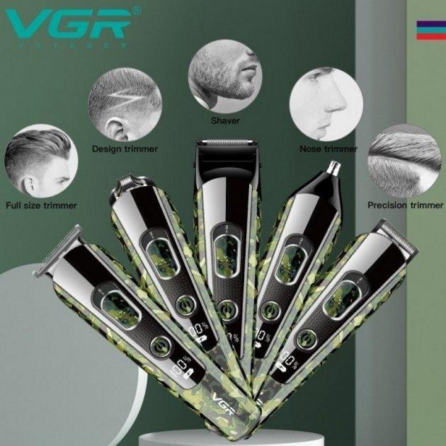 Професійна машинка для стриження VGR V-102 бездротова машинка тример для стриження волосся вусів бороди
