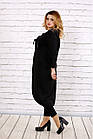 Чорна блузка-туніка жіноча модна трикотажна довга на запах великого розміру 54, фото 2