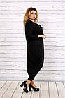 Чорна блузка-туніка жіноча модна трикотажна довга на запах великого розміру 54, фото 3