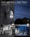 Бездротова зовнішня камера безпеки COOAU з 2K, 360° PTZ-камерою з кольоровим нічним баченням, фото 5
