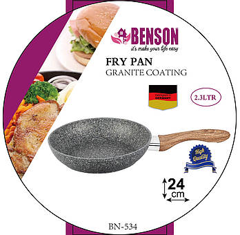 Сковорідка 24 см гранітне покр. із сірим BENSON BN-534 (12 шт.)