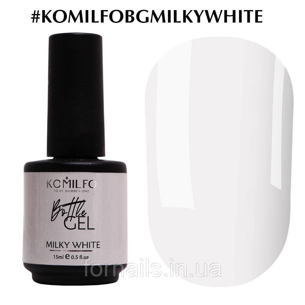 Komilfo Bottle Gel Milky White з пензликом, 15 мл, фото 1