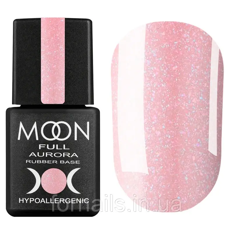 MOON FULL Rubber Base Aurora №2005 (рожевий з шиммером), 8 мл, фото 1