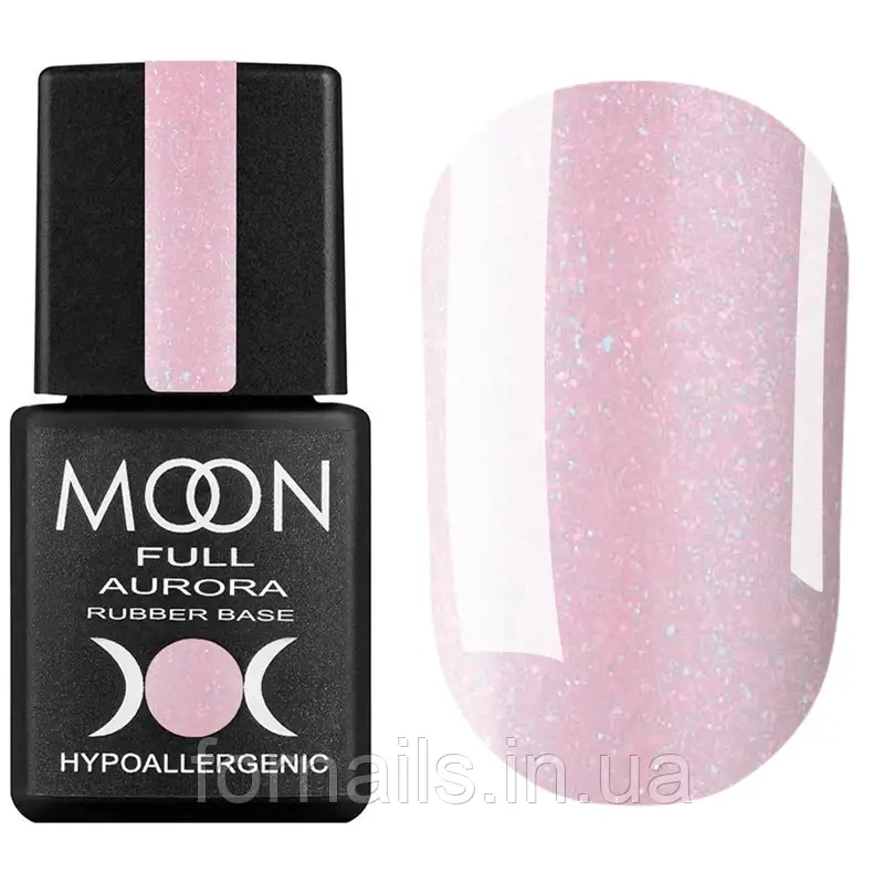 MOON FULL Rubber Base Aurora №2006 (світло-рожевий з шиммером), 8 мл, фото 1