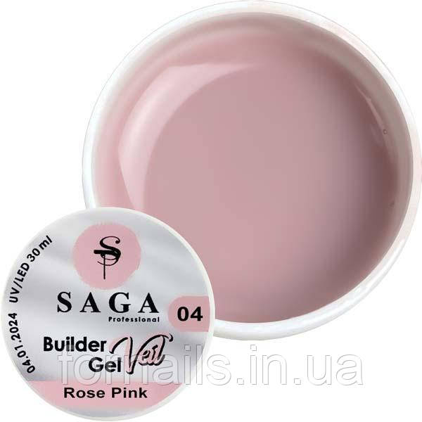 Гель для нарощування SAGA Builder Gel Veil №4 Rose Pink 30 мл