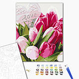 Картина за номерами Тюльпани з любов'ю Картини за номерами 40x50 Набір для живопису на полотні Brushme BS51324, фото 2