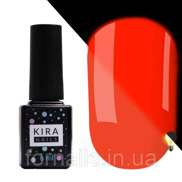 Гель-лак Kira Nails FLUO 001 (помаранчевий, флуоресцентний), 6 мл, фото 1