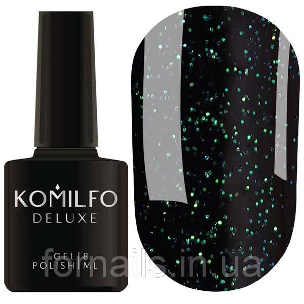 Komilfo No Wipe Top Emerald - топ без липкого шару з зеленими блискітками, 8 мл