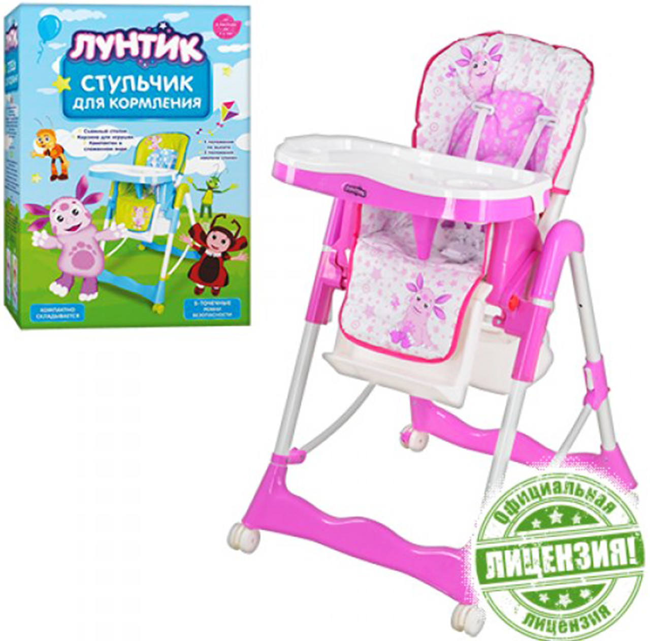 Стільчик для годування Bambi LT 0009 U/R Біло-рожевий