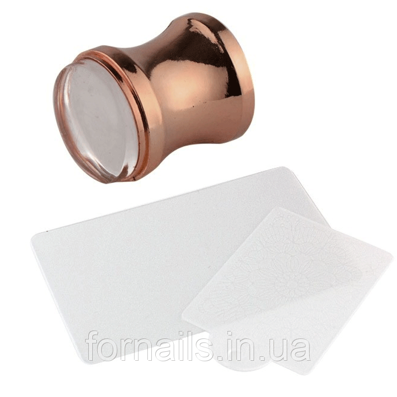 Силіконовий штамп великий + 2 пластини, Rose Gold