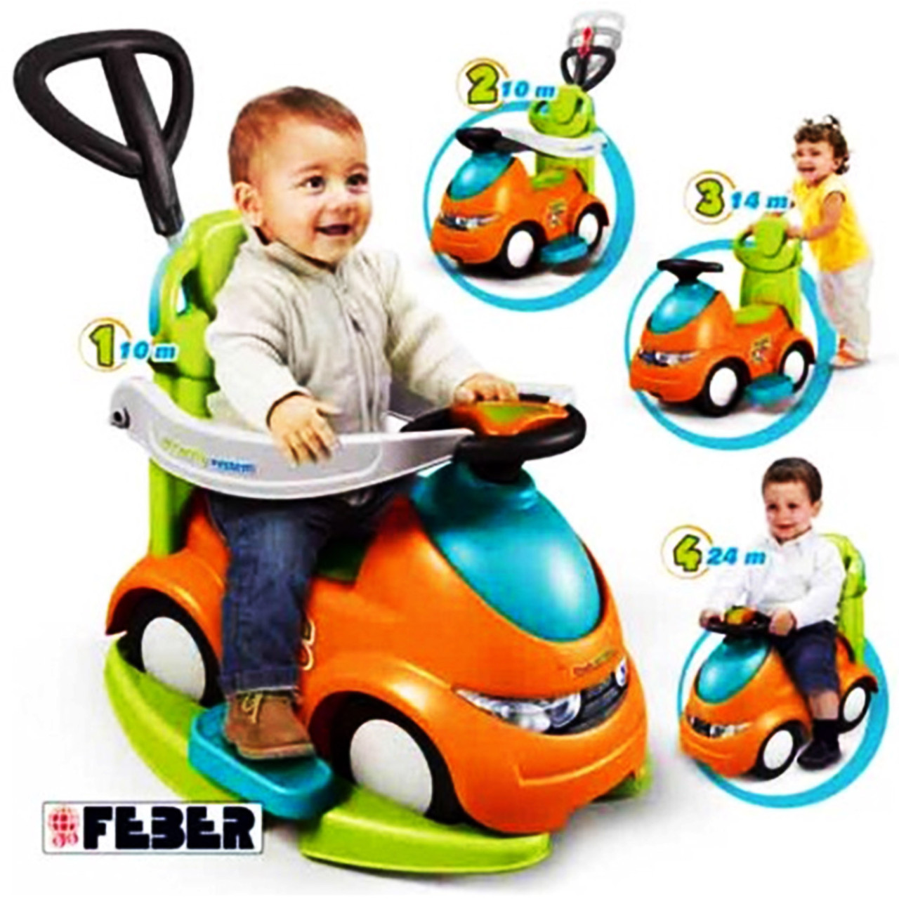 Каталка Feber Push N'go 4 в 1 Жовтогарячо-зелений (800008372), фото 1