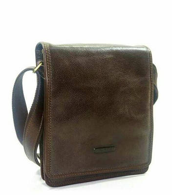 Сумка месенджер чоловіча шкіряна через плече міська коричнева Катана