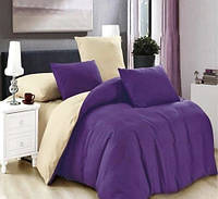 Постельное белье Наша Швейка Сатин Premium+ Фиолетовый и шампань однотонный Семейный 2 х 150*215 см