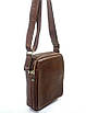 Чоловіча шкіряна сумка через плече стильна зручна міська для документів Катана коричнева, фото 2