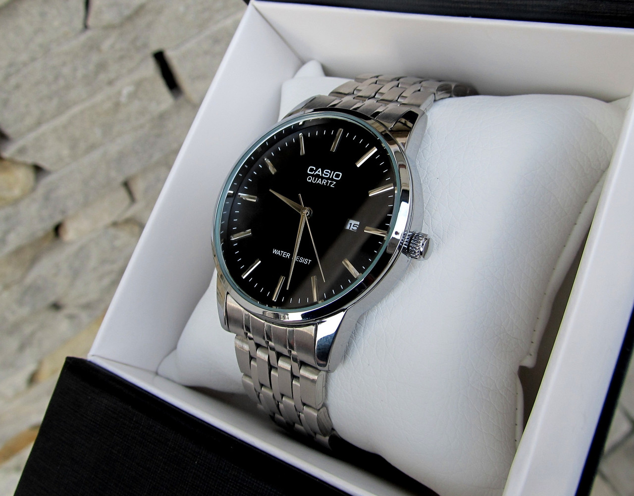 Мужские кварцевые часы Casio (Касио) классика серые черный циферблат ...