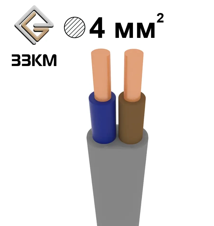 Кабель мідний, провід ВВГнгд-П 2х4 ЗЗЦМ плоский Запоріжжя, фото 1