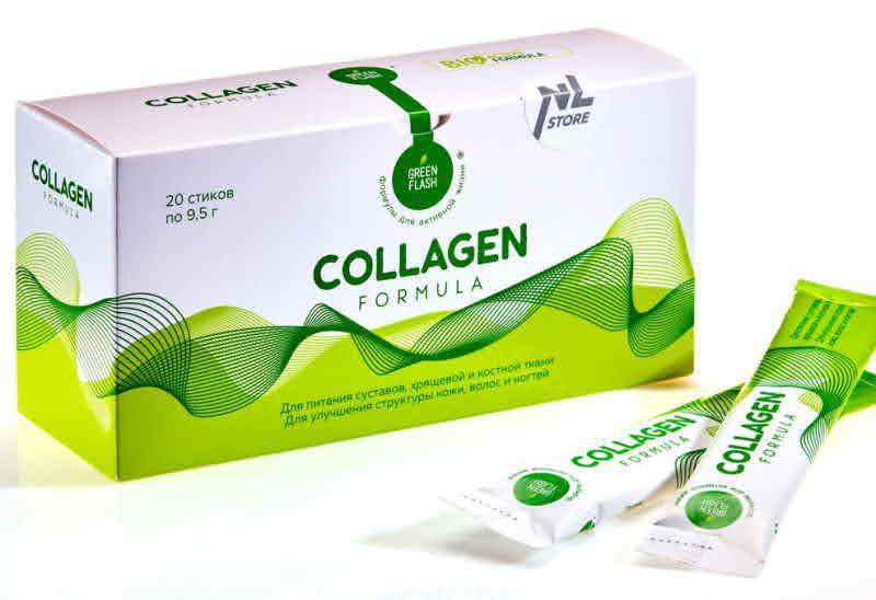 БАД, Коллаген Формула, Green Flash Collagen Formula NL International, 20 Стиков По 9,5 Г