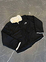 Мужская куртка The North Face двухсторонняя плюшевая весенняя ветровка с мехом чорно-біла топ качест